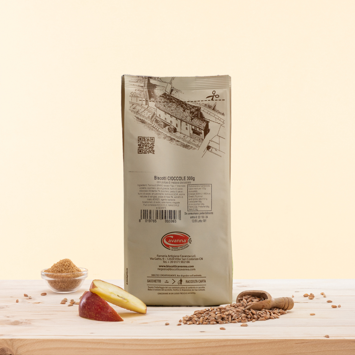 Biscotti artigianali con gocce di cioccolato fondenti e farine macinate a pietra