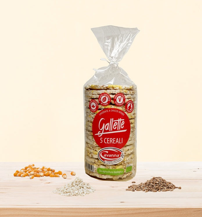 Gallette ai 5 Cereali BIO, gallette biologiche senza coloranti e conservanti.