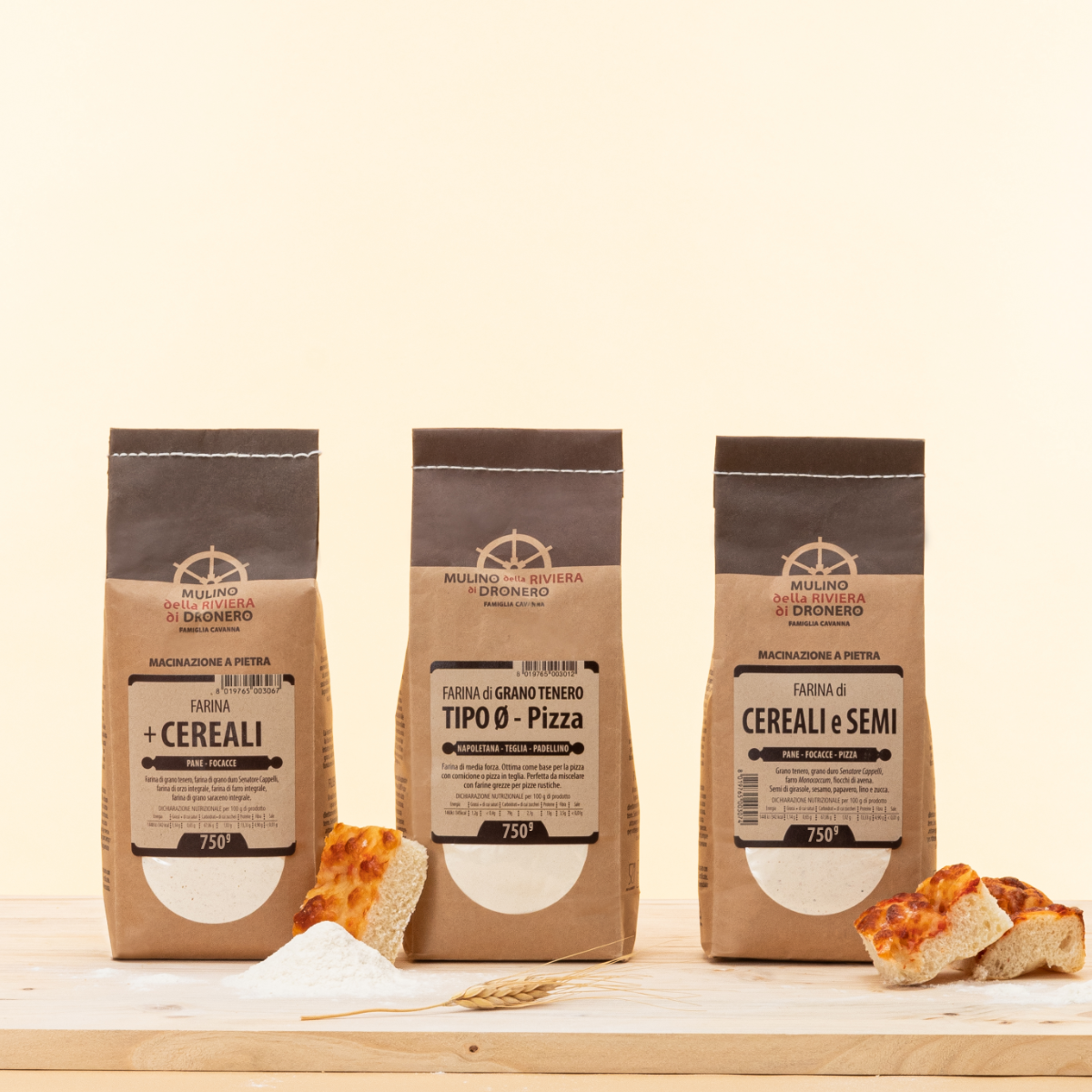 Kit per pizza e focaccia fatte in casa, farine macinate a pietra