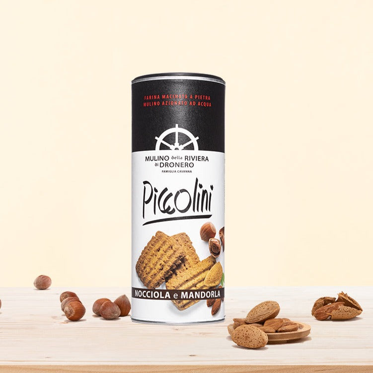 Piccolini Nocciole e Mandorle, biscotti croccanti con nocciole e mandorle.