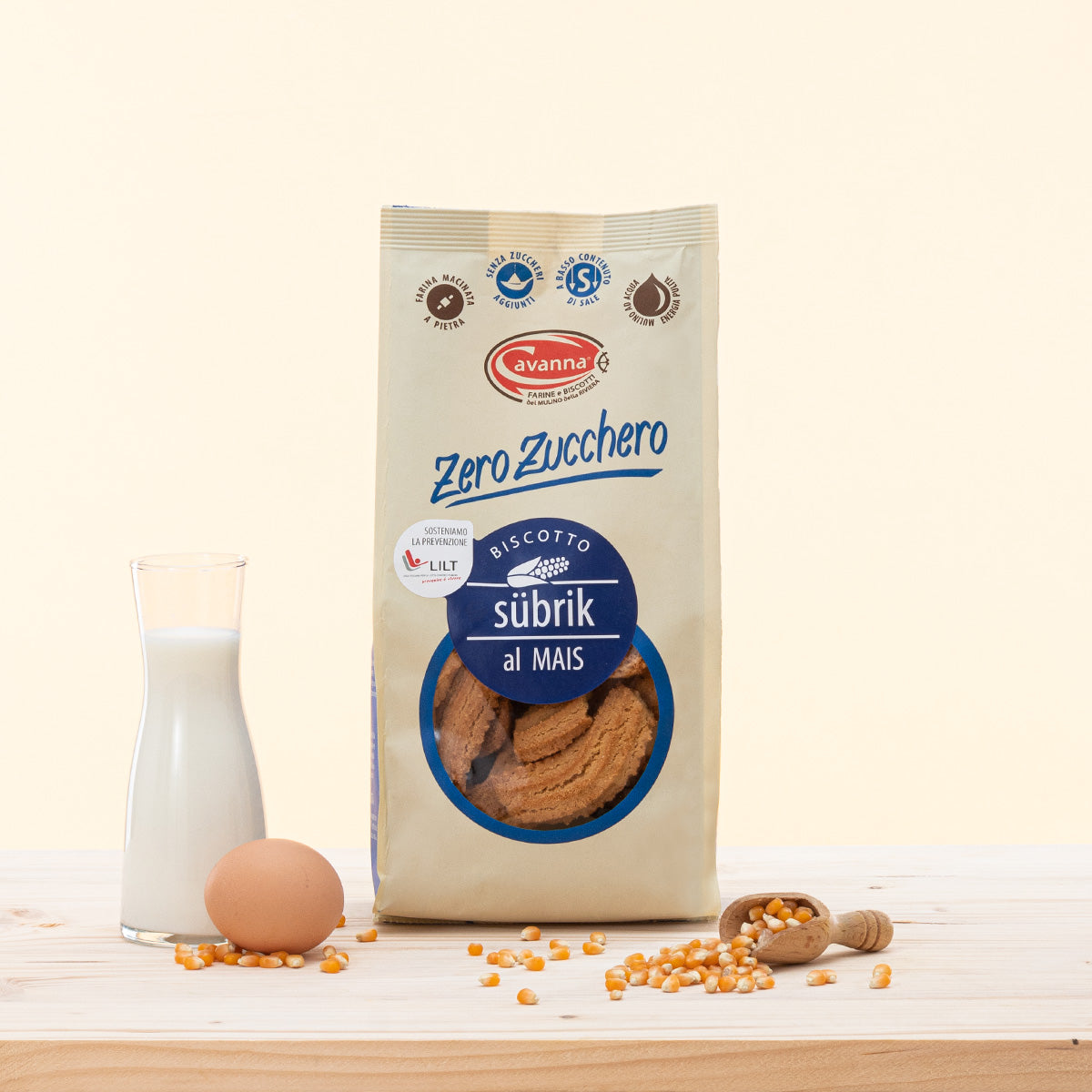 Biscotto Subrik al Mais - Zero Zucchero, biscotti croccanti senza zucchero.