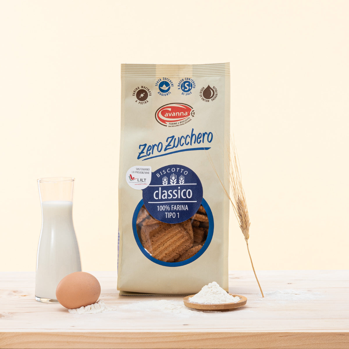 Biscotti Zero Zucchero Classici, biscotti senza zucchero con farina Tipo 1.
