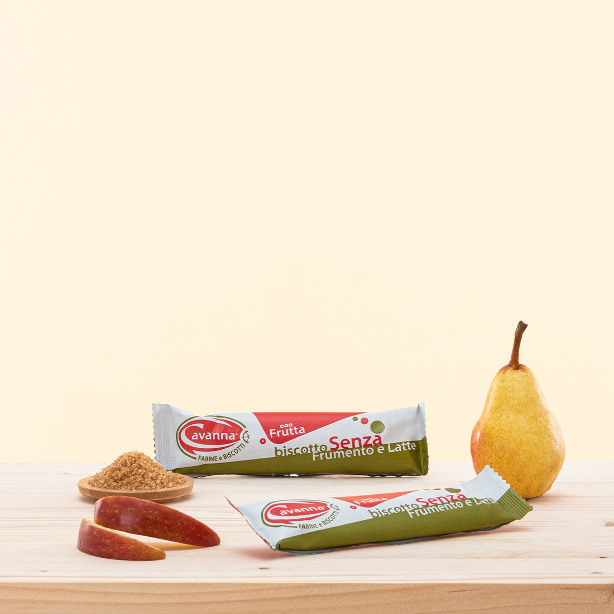 Biscotti Monoporzione con Frutta, biscotti senza frumento e latte.