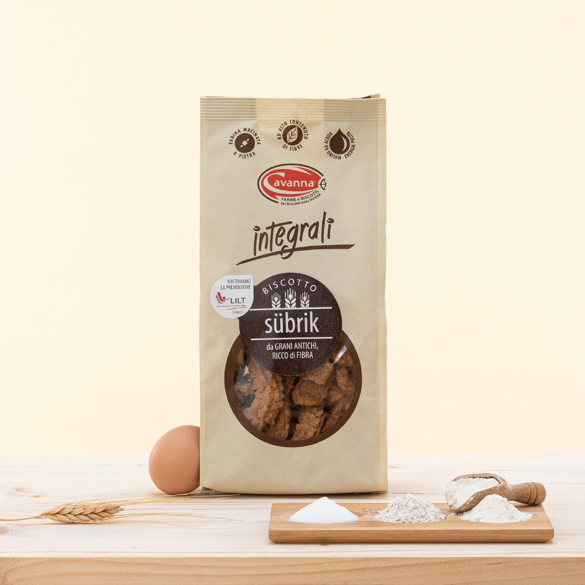 Biscotto Subrik con Farina Integrale, biscotti artigianali ricchi di fibre.