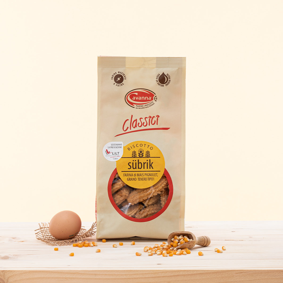 Biscotti subrik con Mais Pignulet e Grano Tenero Tipo 1, biscotti friabili e genuini.