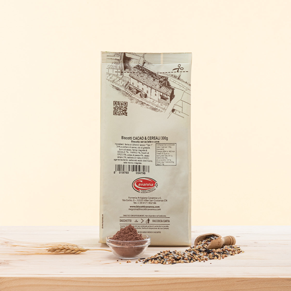 Biscotti vegani con farina di grano tenero tipo 1, polpa di pesca e cacao amaro. Senza latticini e senza uova.
