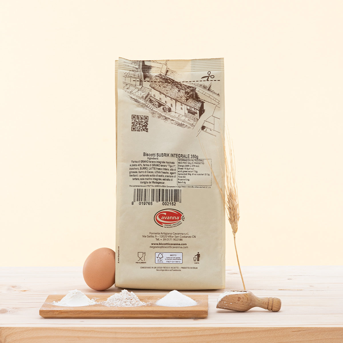 Biscotto Subrik con Farina Integrale, biscotti artigianali ricchi di fibre, perfetti per la colazione.