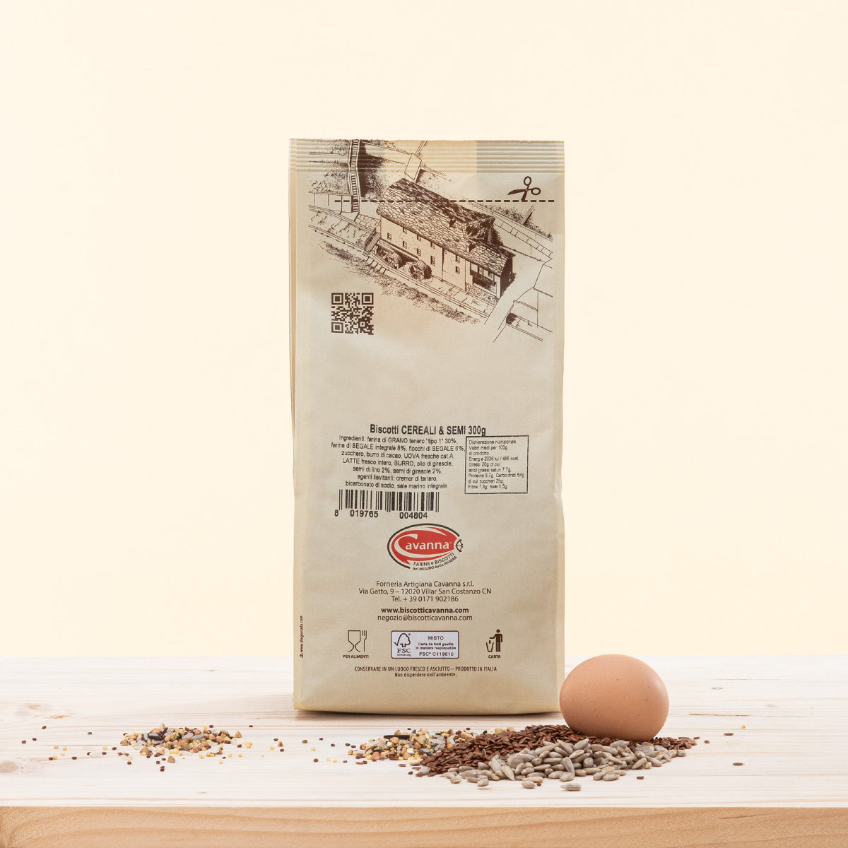 Biscotti integrali con mix di cereali, semi di lino e girasole biologici. Ad alto contenuto di fibre.