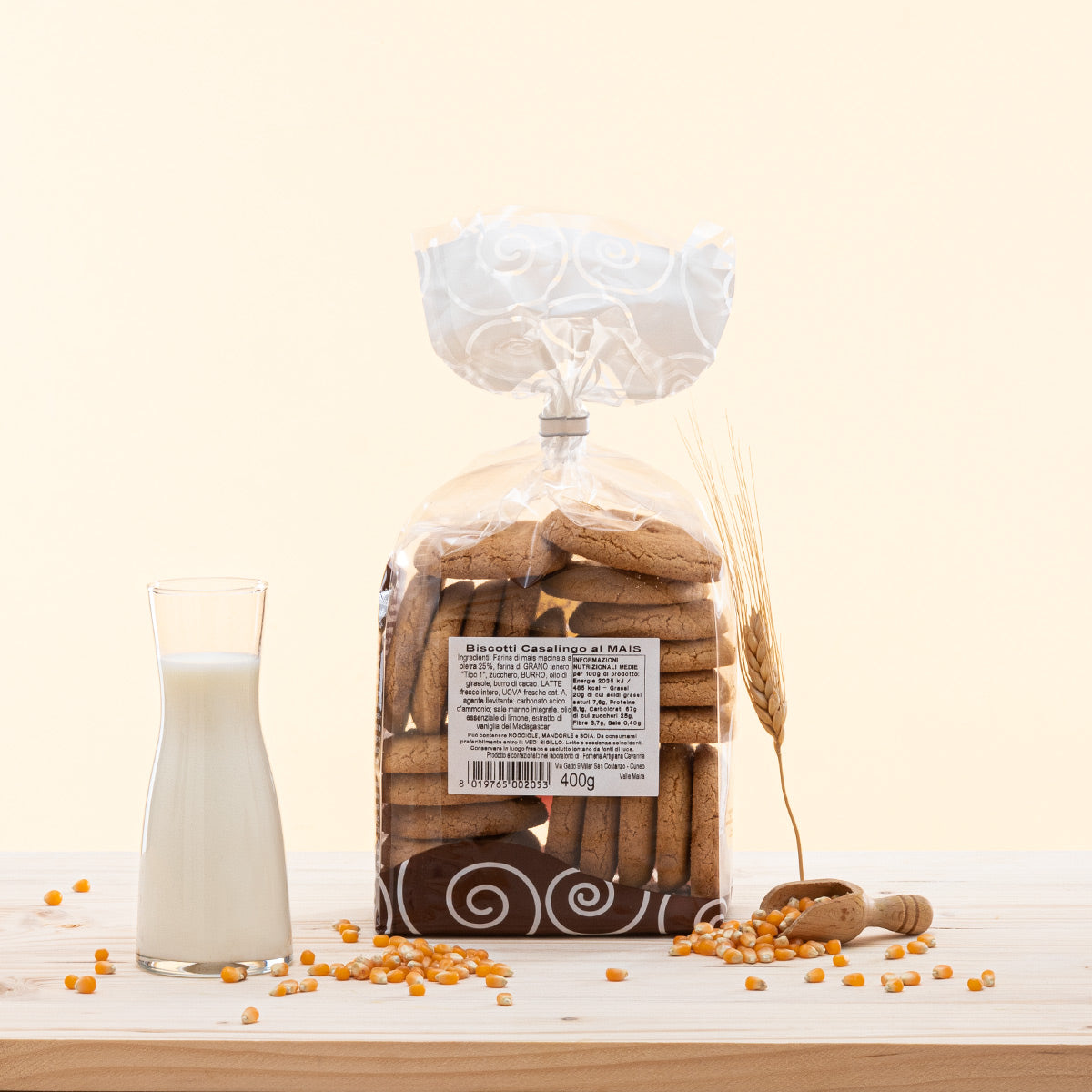 Biscotti Piemontesi friabili con farina di mais macinata a pietra senza conservanti. Perfetti per colazione.