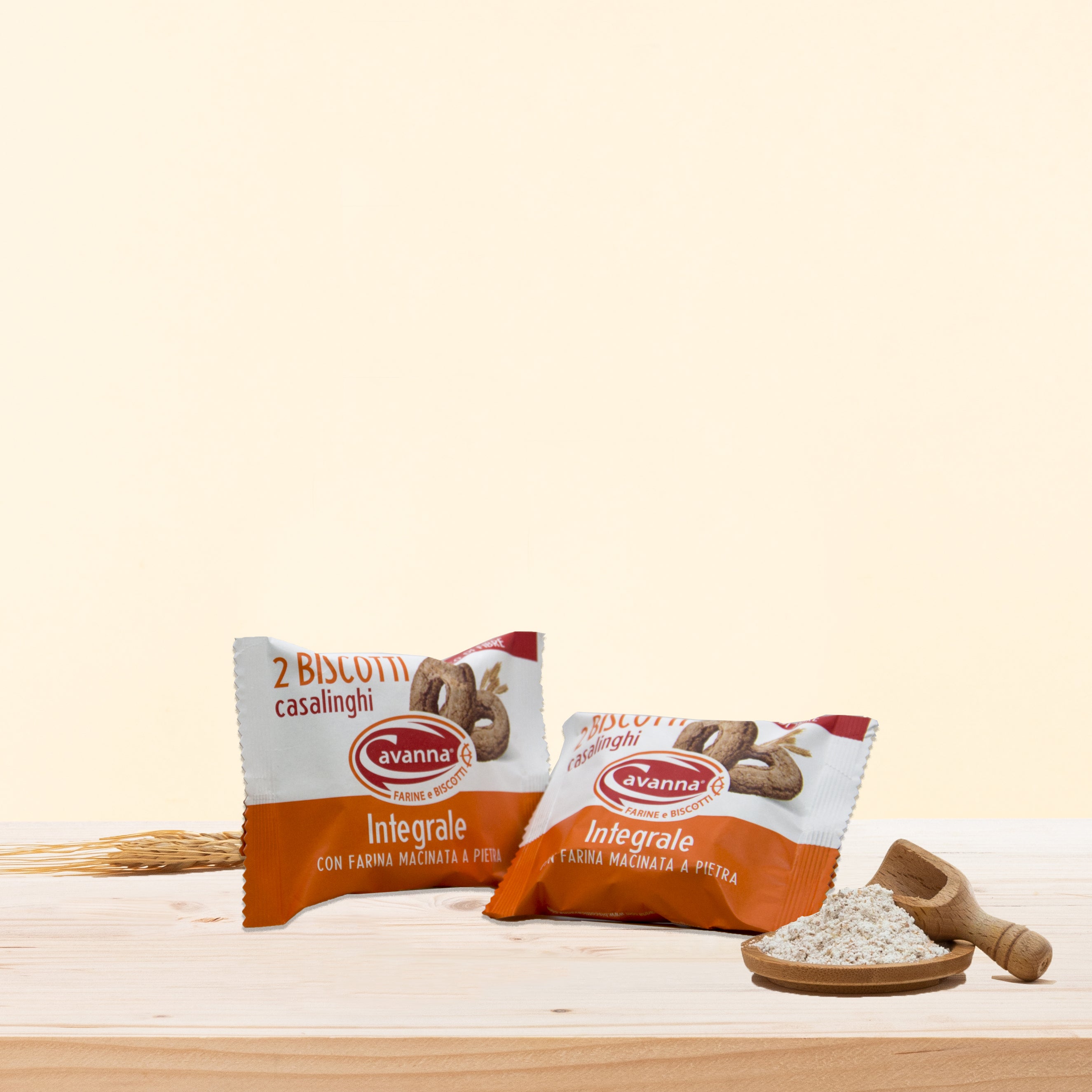 Monoporzione Ciambella Integrale 100%, con farina integrale ricco di fibre, senza conservanti a biscotto monoporzione.
