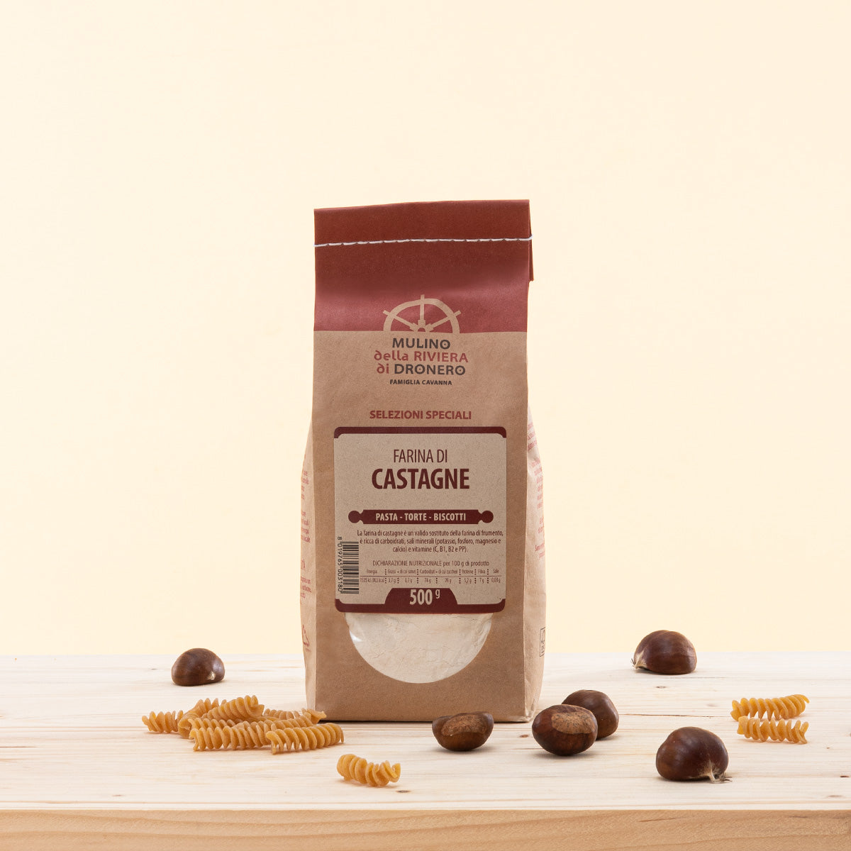 Farina di Castagne, farina senza glutine ricca di fibre.