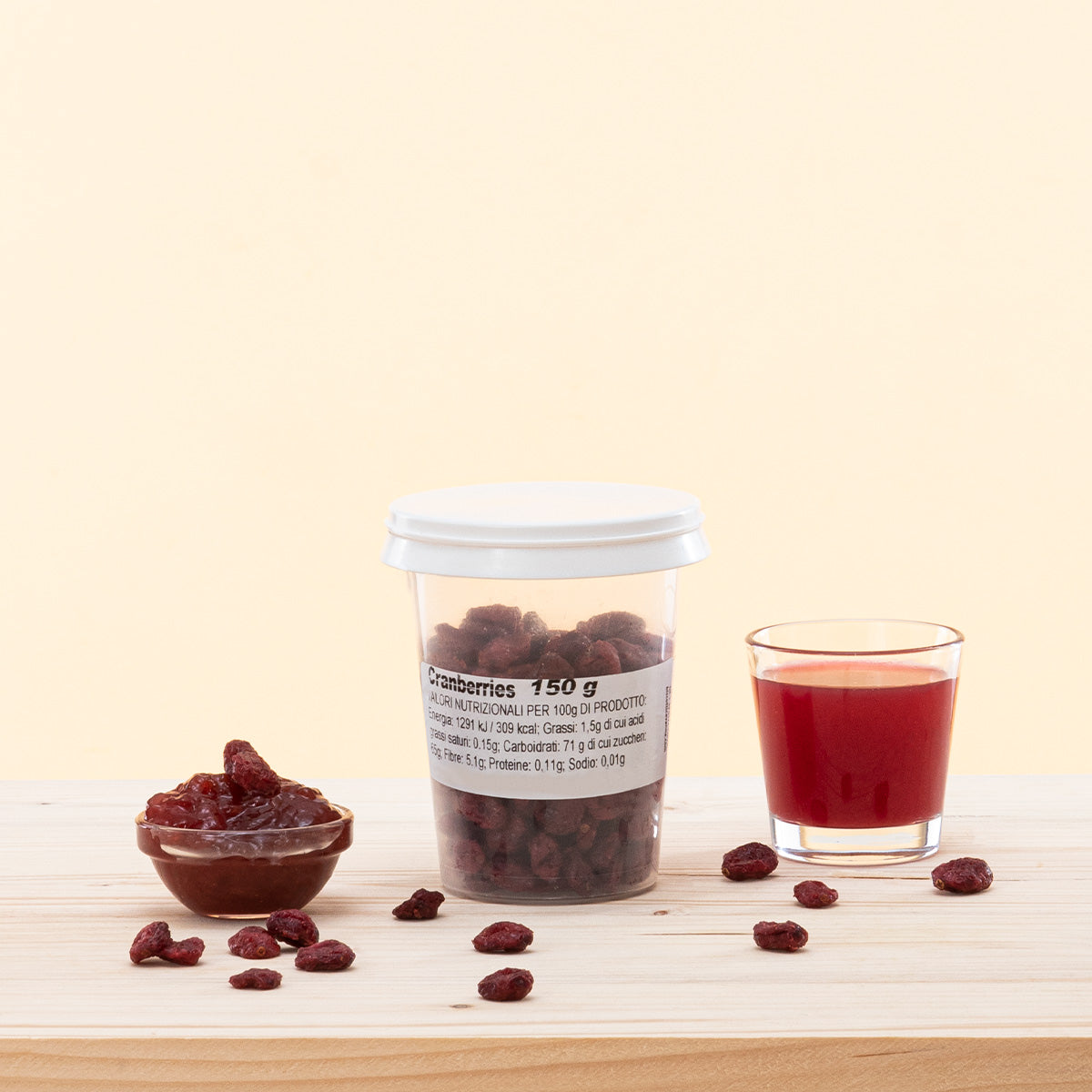 Cranberries Essiccato, bacche rosse essiccate senza conservanti.