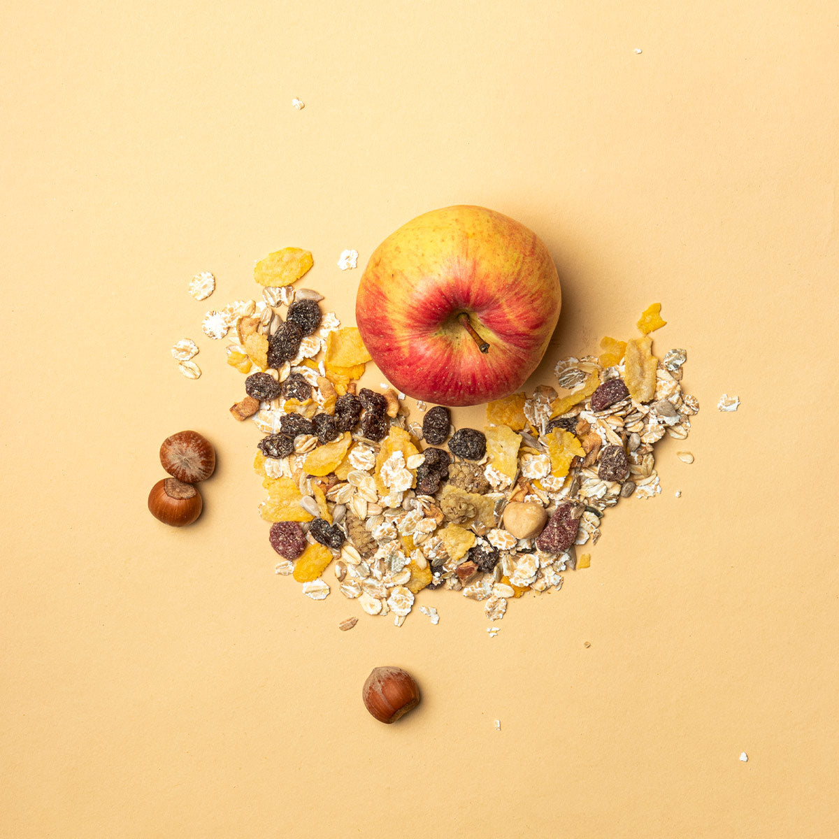 Muesli Frutta Nocciole e More di Gelso BIO, un mix di cereali, frutta secca e nocciole.